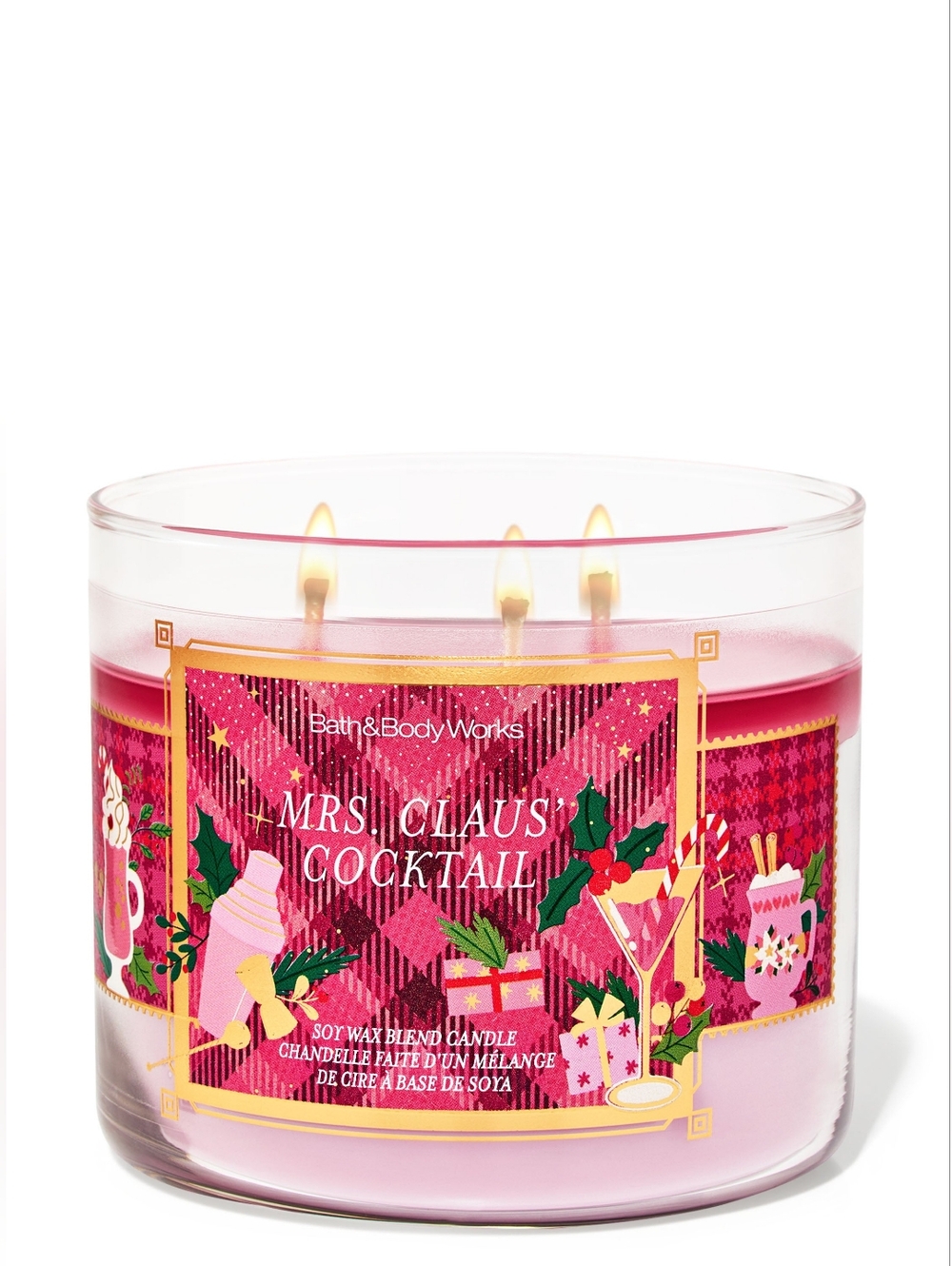 ✨️Bath & Body Works Mrs. Claus Cocktail 3-Wick Candle — Pink✨️